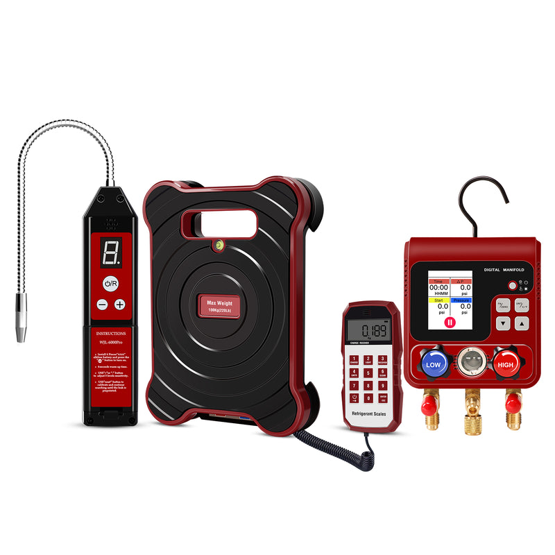 Aprvtio WJL-6000 PRO Freon Leak Detector, Refrigerant Charging Scale, Digital Manifold Gauge Set