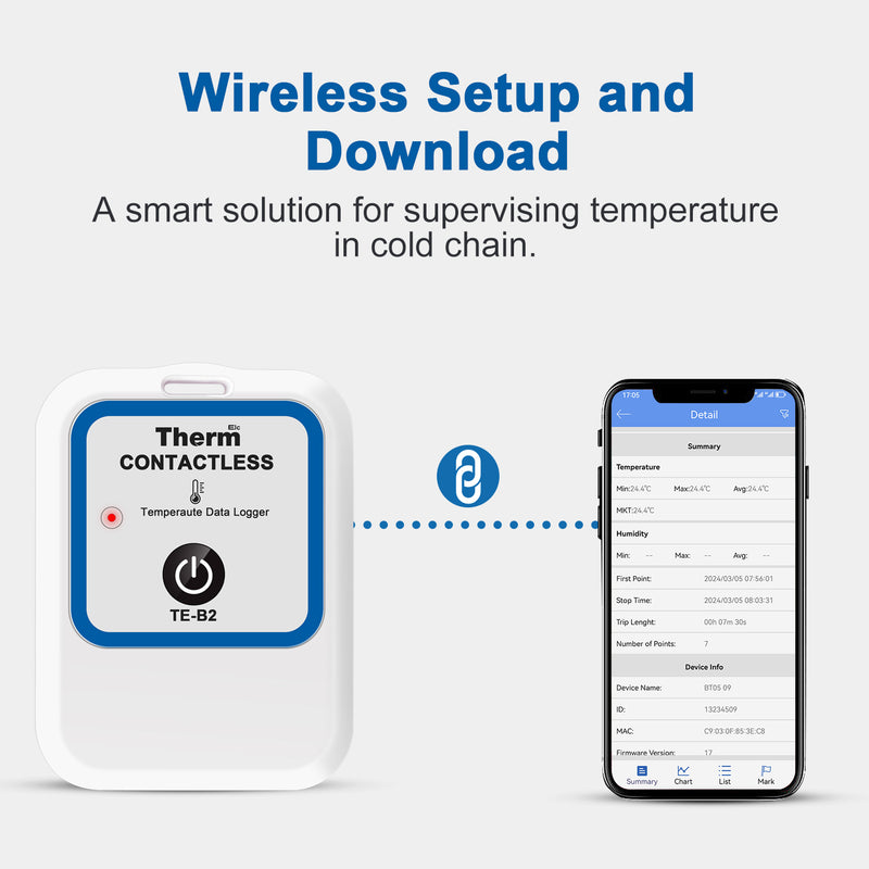 ThermElc TE-B2 5PCS Single Use Data Logger 129600 Points CSV Report