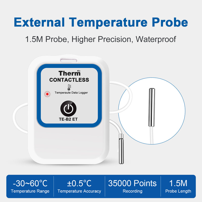 ThermElc TE-B2 ET Bluetooth Vaccine Temperature Data Logger with External probe