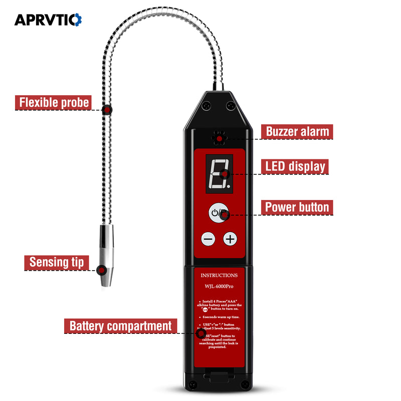 Aprvtio WJL-6000 PRO Refrigerant Leak Detector with LCD and 5 Sensitivity Levels