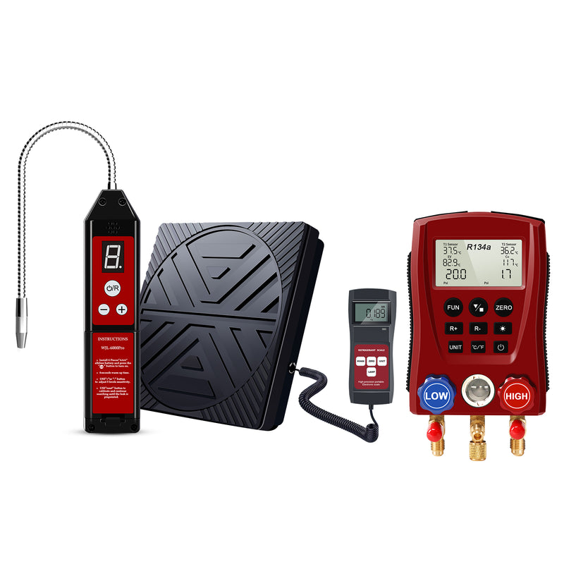 Aprvtio WJL-6000 PRO Freon Leak Detector, Refrigerant Charging Scale, Digital Manifold Gauge Set