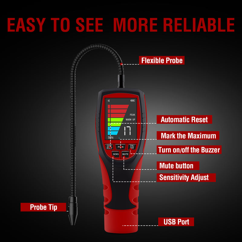 Aprvtio ALD-300 PRO Infrared Refrigerant Detector with Flexible Probe 10 Years' Life