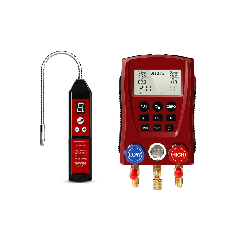 Aprvtio WJL-6000 PRO HVAC Freon Leak Detector and Digital Manifold Gauge Set for AC System