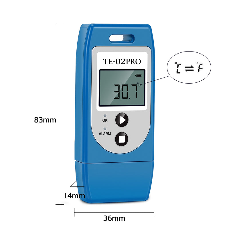 ThermElc TE-02 PRO 5PCS Reusable USB Temperature Data Logger with 32000 Points Light Alarm