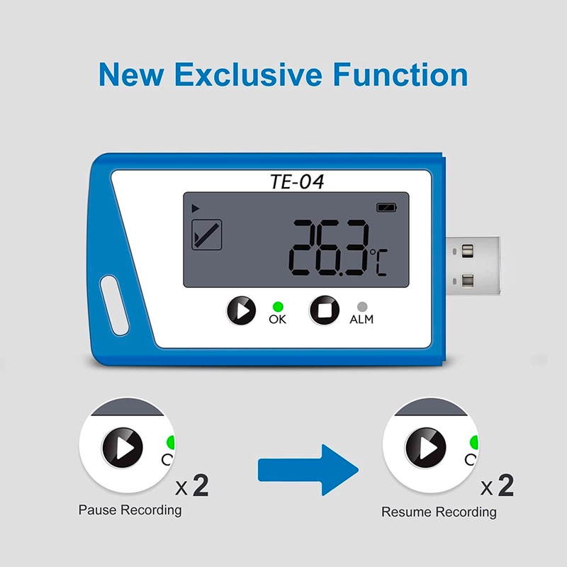 ThermElc TE-04 Digitaler Temperatur-Datenlogger mit gepuffertem Fühler und Kalibrierungszertifikat