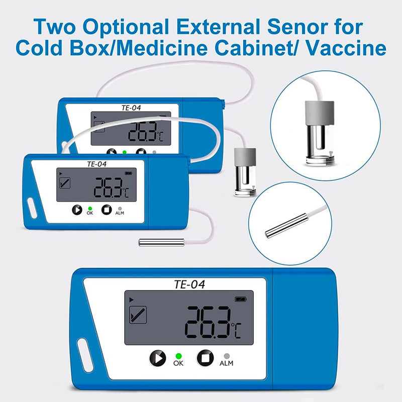 ThermElc TE-04 PDF&CSV Temperature Logger, Plug and Play, Audible alarm, Large Display,-30℃~+70℃
