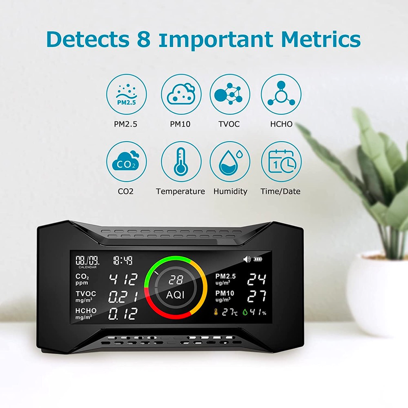 CF-20 Luftqualitätsdetektor für CO2, PM2.5, PM10, TVOC, HCHO, AQI, Temperatur, Luftfeuchtigkeit