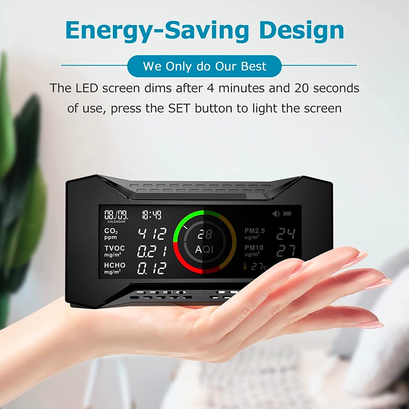 CF-20 Luftqualitätsdetektor für CO2, PM2.5, PM10, TVOC, HCHO, AQI, Temperatur, Luftfeuchtigkeit