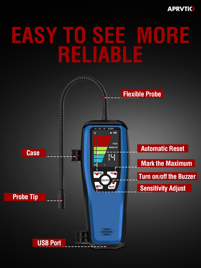 Aprvtio ALD-200 ASHP Refrigerant Leak Detector for Air Source Heat Pumps R134a