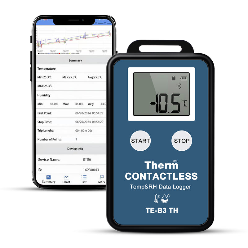 ThermElc TE-B3 TH Wireless Temperature Humidity Data Logger Mapping with LCD Display