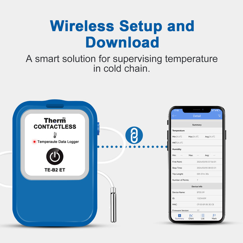 ThermElc TE-B2 ET Wireless Temperature Data Logger with External probe