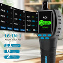 Carefor CF‑60 PP Handheld Air Quality Monitor with On‑Device Data Charts and Exportable Reports, Portable 16‑in‑1 Detector for AQI, CO2, TVOC, HCHO, PM2.5/10/1.0, Pollen etc. Professional Air Analyser
