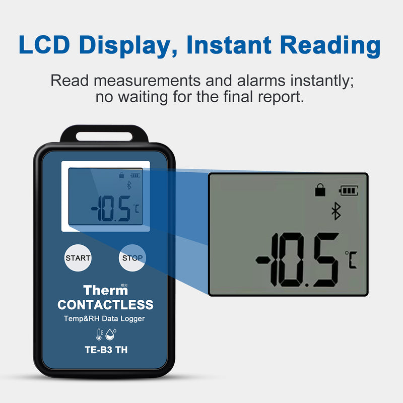 ThermElc TE-B3 TH Wireless Temperature Humidity Data Logger Mapping with LCD Display