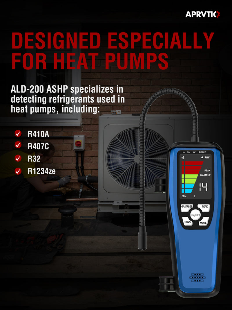 Aprvtio ALD-200 ASHP Refrigerant Leak Detector for Air Source Heat Pumps R134a