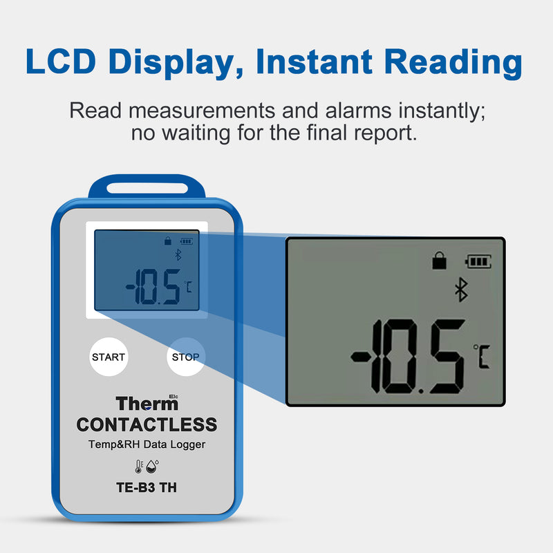 ThermElc TE-B3 TH Wireless Temperature Data Logger with LCD Display