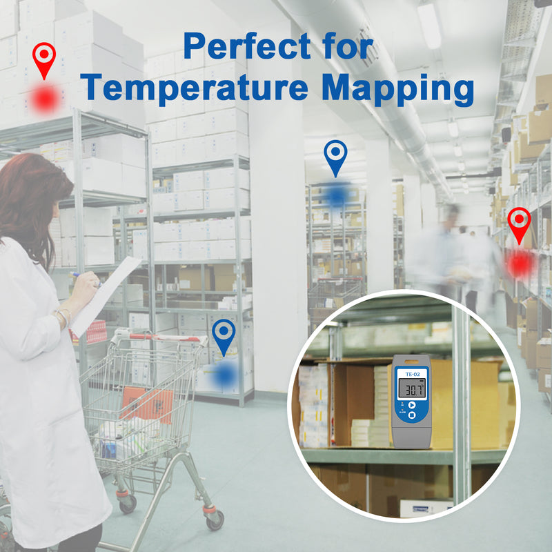 ThermElc TE-02 Temperature Data logger Reusable with Auto PDF Report -30°C ~+60°C