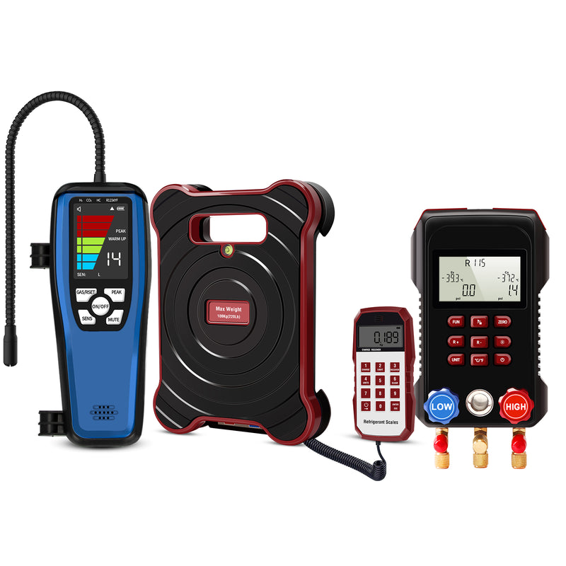 Aprvtio ALD-200 Refrigerant Leak Detector, Refrigerant Scale, Digital Manifold Gauge Set