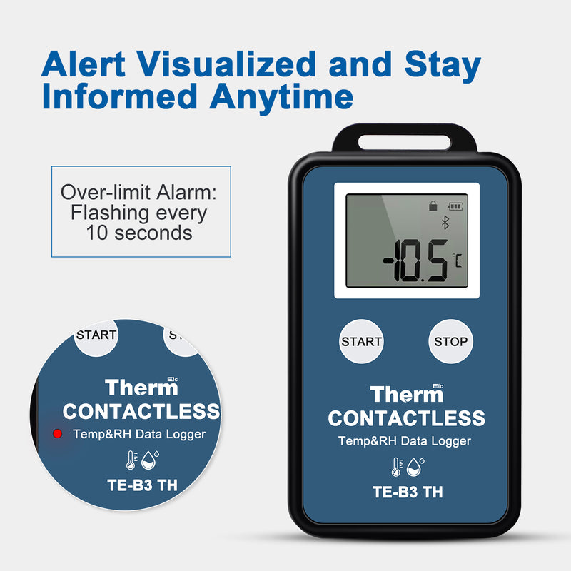 ThermElc TE-B3 TH Wireless Temperature Humidity Data Logger Mapping with LCD Display