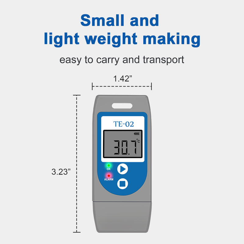 ThermElc TE-02 Temperature Data logger Reusable with Auto PDF Report -30°C ~+60°C