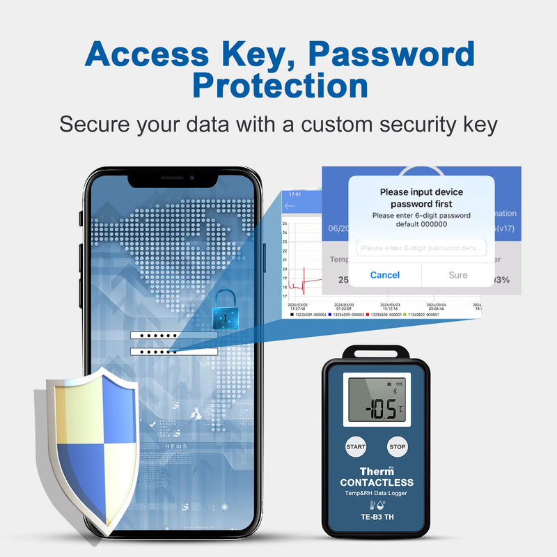 ThermElc TE-B3 TH Wireless Temperature Humidity Data Logger Mapping with LCD Display