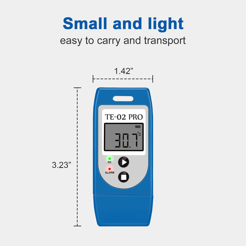 TE-02 Pro OTG Temperature Data Logger Read and Email CSV & PDF Reports