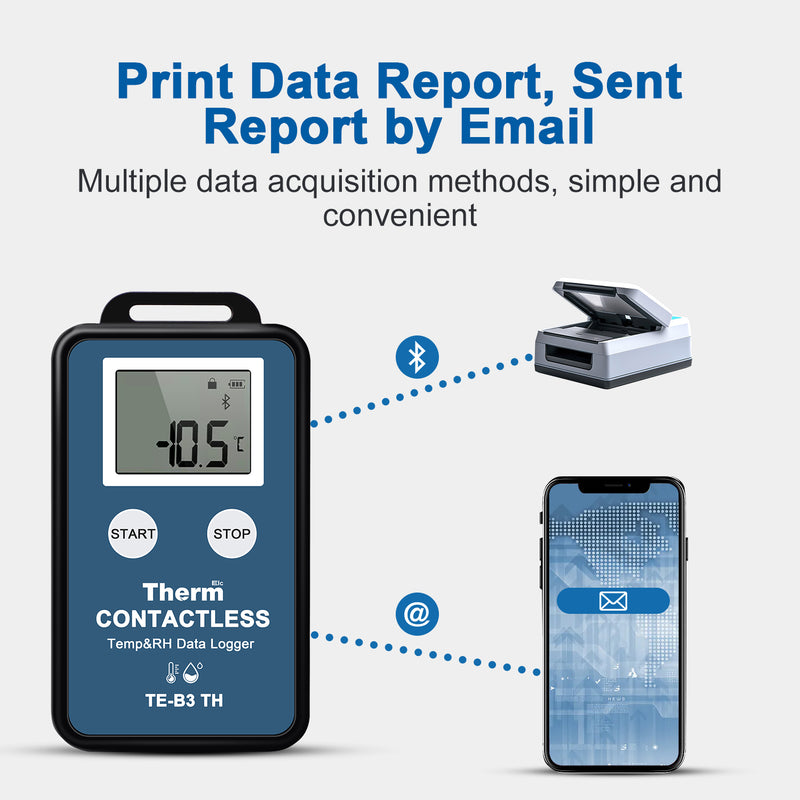 ThermElc TE-B3 TH Wireless Temperature Humidity Data Logger Mapping with LCD Display