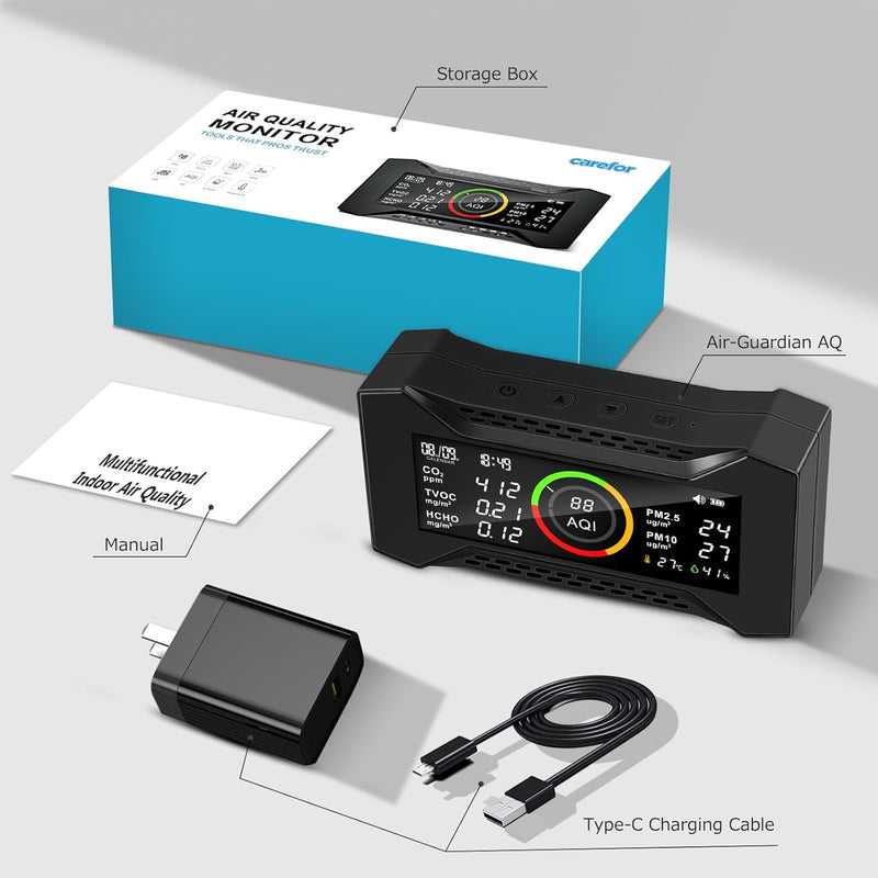 CF-20 DL Air Quality Detector for CO2, PM2.5, PM10, TVOC, HCHO, AQI, Temp, Humidity