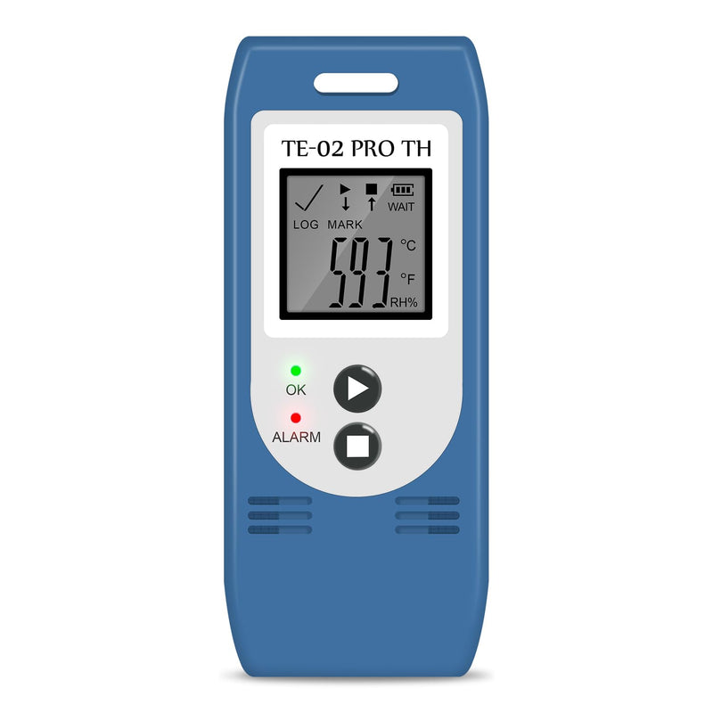 ThermElc TE-02 Pro TH Temperature Humidity Logger with Auto CSV & PDF Reports