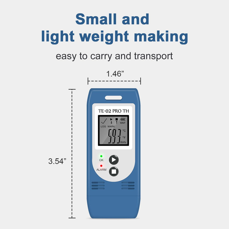 ThermElc TE-02 Pro TH Temperature Humidity Logger with Auto CSV & PDF Reports