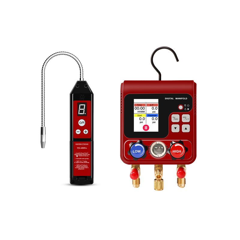 Aprvtio WJL-6000 PRO HVAC Freon Leak Detector and Digital Manifold Gauge Set for AC System