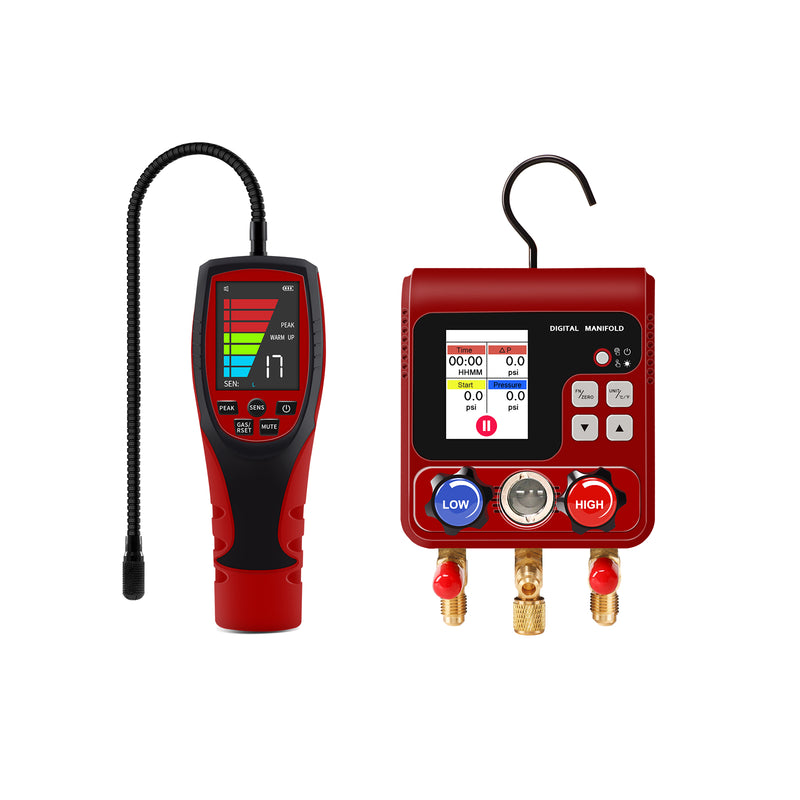 Aprvtio ALD-200 PRO Refrigerant Leak Detector and Digital Manifold Gauge Set for HVAC