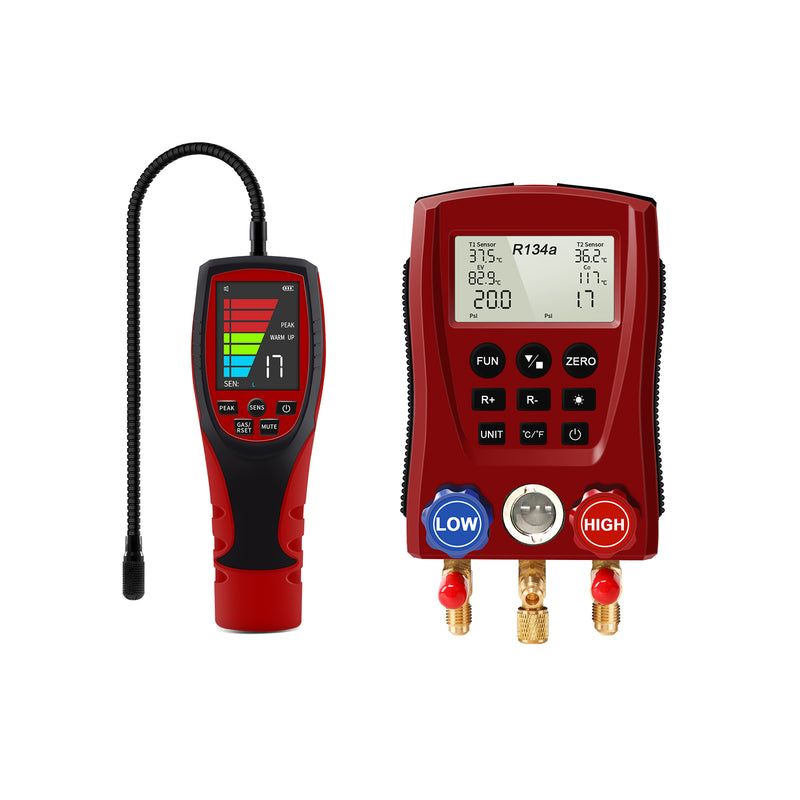 Aprvtio ALD-200 PRO Refrigerant Leak Detector and Digital Manifold Gauge Set for HVAC