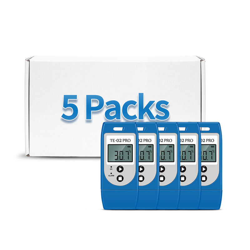 ThermElc TE-02 PRO 5PCS Reusable USB Temperature Data Logger with 32000 Points Light Alarm