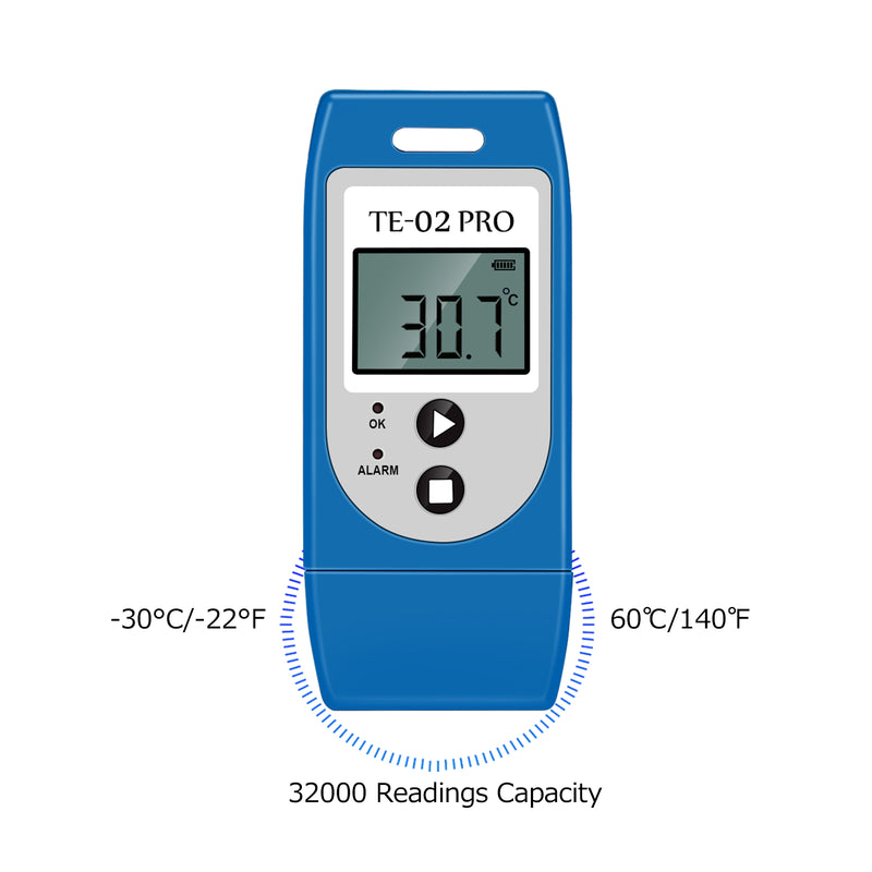 ThermElc TE-02 PRO 5PCS Reusable USB Temperature Data Logger with 32000 Points Light Alarm