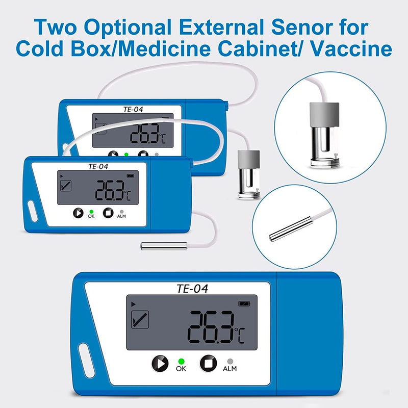 ThermElc TE-04 Probe CSV&PDF USB Reusable Temperature Data Logger External Probe -30℃~70℃